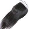 Cheveux vierges péruviens raides 4x4 fermeture à lacets partie centrale couleur naturelle peut être teint 9987361