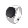 Wholesale- Size 7-12 Vintage Men Jewelry Stainless Steel Ring Fashion Minimalist Design Plated Gold Black Enamel Mens Rings sa779