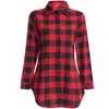 Dames Plaid Shirt Hot Selling RedBlack Katoenen Tops voor Dames Lente Blouse Flanel Lange Mouwen Geruite shirt