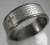 50st Etched Lords bön Rostfritt stål Ringar Mäns Modeband Ringar Julklapp Favorit Partihandel Religiösa Smycken Lot