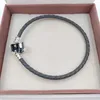 Moments Single Woven Leather Bracelet - Grey 925 Sterling Silver Fits European Pandora Style Jewelry Charms Beads hand made Andy Jewel 590705CSG-D