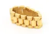 Hip hop Men Stainless steel Chain Punk Style 24k Gold Three Row Watch Strap Golden Rings Fashion Party Jewelry Gift2751