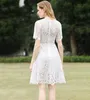 Zomer damesmode High-taille Lace Party Jurken Dames Sexy Hol Korte Mouwen Jurken Meisjes Mooie A-Line Kwastjesjurk