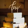 로맨틱 웨딩 케이크 토퍼 우드 러브 우리는 셰이프 문자 장식 독특한 케이크 액세서리 ZA4016