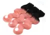 Grado 8A Radici scure Ombre Oro rosa Due toni Ombre Estensioni dei capelli Capelli vergini peruviani Onda del corpo 3 pezzi Ombre Tessuto dei capelli umani5769302