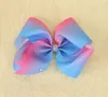 10 stks 18 cm Grote Ombre Rainbow Lint ABC Haarbogen Clips met Love Heart Diamone Cheerleader Pageant Hair Accessories HD3488