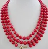 Novo 14k natural 8mm vermelho coral colar 48 "fecho de ouro