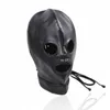 Soft PU Leather Mask Hood escravo escravo em jogos para adultos para casais Fetish Sex Flerting Toys for Women and MEM1333522