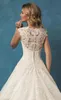 Hela spetsapplikationer Bröllopsklänningar 2024 Billiga V-ringning Amelia Sposa Arabiska Dubai Sweep Train Long Vintage Brudklänningar