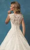 دانتيل كامل الدانتيل فساتين الزفاف 2024 رخيصة V-Neck Amelia Sposa العربية Dubai Sweep Train Long Vintage Bridal Dons