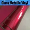 Rose Red Gloss Metallic Vinyl Car Wrapping Film med Air Release Metallic Gloss Wrap Foil Sticker Storlek: 1,52*20M/Roll