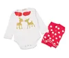 Sets 2017 Children Christmas letter bow Newborn Outfits 3 styles Infant Baby Long Sleeve Cotton Rompers+leg warmer two Piece set