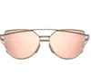 Mode lunettes de soleil yeux de chat femmes marque de mode or Rose miroir lunettes de soleil Unique plat dames lunettes de soleil Oculos UV400