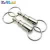 10pcs / lot Porte-clés amovible Porte-clés à dégagement rapide Double porte-clés détachable Porte-serrure en acier chromé Clé à tirer Ri333g