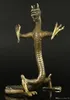 Collectible Old Handwerk Carving Bronze Fierce Standing Dragon Statue