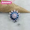 Porte-clés personnalisés, bijoux en cristal strass, grand bouton de fleur bleue, bobine de Badge rétractable, support d'identification pour cadeau