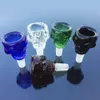 Heißer Verkauf 5 Farben Glas Rauchen Zubehör Schädel Design Bong Schüssel Stück Mit 18,8mm Joint Glas Schüssel Für Wasser bongs Wasser Rohr SK02