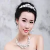 Luxuosos shinestone tiara headwearwarp colar brinco de brinco para vestidos de festas de noiva de casamento jóias de noiva