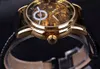 Forsining Hollow Engraving Skeleton Casual Designer Nero Golden Case Gear Bezel Orologi da uomo Luxury Top Brand Orologi automatici2432