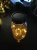 NIEUW 3PCSLOT Kerstfeest Licht Licht Zonnepaneel Mason Jar -dekselinzet met geel LED -licht voor Glazen potten Kerstfeest Decor7520466