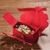 100 sztuk Red Laser Cut Hollow Candy Box Z Wstążką Wedding Party Favors Pudełka na prezenty Torby Nowe