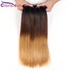 Blonde Ombre Malaysian Virgin Hair Straight Bundles Three Tone 1b 4 27 Ombre Extensions Cheap Dark Roots Blonde Straight Human Hair Weaves