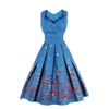 Nieuwe hete retro print jurk hepburn stijl grote swing plus size mouwloze mode party vrouwen bal jurken door DHL gratis