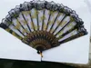 Hand-Faltfächer aus Kunststoff mit Schmetterlingsspitze im chinesischen Stil für Mädchen und Frauen, aus Hand faltbare Fächer, Hochzeit im Freien, Partybevorzugung, Schwarz