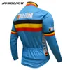 HOMMES été 2017 drapeau belge maillot de cyclisme bleu vêtements de vélo porter pro course équitation VTT route ropa ciclismo NOWGONOW bicicleta à manches longues