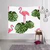 熱帯のTenture Flamingo Tapestryジャングル植物の葉の壁掛け装飾プリントポリエステル布の野生動物の背景技術
