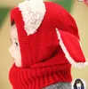 Mignon bébé oreilles de lapin tricoté chapeau infantile enfant en bas âge hiver chaud chapeau bonnets casquette avec écharpe à capuche oreillette bébé enfant chapeau