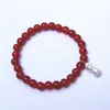 Red circular natural agate beads 27 + 925 pure silver peanut bracelet