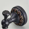 hot selling-Bathroom Accessories European black Antique Bronze Robe Hook with two hangers ,Clothes Hook,Coat Hook for home and garden