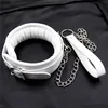 Vit PU Läder Halsband Soft Pads Halsband Harness Roll-Play Neck Bondage Restraint för par Vuxna Spel Sex Flirt Toys Q0506