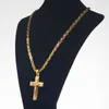 Hot Sale Men's rostfritt stål halsbandskedja 18K guld fylld Jesus hänge män kedja kristna smycken gåvor1329080