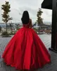 Red Sweetheart Ball Gown Prom Dresses Long Floor Lengte Satin Event Evening Dress Vestidos Gulle Formal Jurken Wear7453502