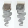 Nieuwe Mode Grijs Zilver Braziliaans Maagdelijk Haar Weefsel 3 Bundels Met Vetersluiting Body Wave Menselijk Haarverlenging Met Vetersluiting G8686068