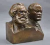 Estatua de bronce del gran busto comunista de Marx y Lenin de 6''