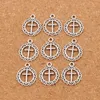 Öppna Flower Circle Cross Spacer Charm Pärlor 150st Lot 16 3x19 8mm Antika silverhängen Legeringar Legering Handgjorda smycken DIY L4953291