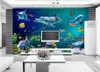 Carta da parati 3d foto personalizzata murale Sea world delfino pesce scenario decorazione della stanza pittura 3d murales carta da parati per pareti 3 d