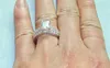 Vintag Silod 10kt White Gold Wypełniony Wedding Wedding Bride Bride Biżuteria 2-w-1 Luksusowy 3CT Square Diamond Ring Set dla kobiet Rozmiar 5-11
