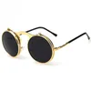 2016 New Vintage Steampunk Lunettes de soleil rondes Designer steam punk Metal OCULOS de sol femmes Lunettes de soleil Hommes Retro CIRCLE SUN GLASSES