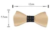 3D hout bowtie en hankerchief sets met houten doos handgemaakte vintage traditionele strik voor zakelijke afgewerkte product strikje 12 * 5,5 cm