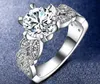 2017 hot vendas chapeamento S925 Sterling Silver brilhar anel de diamante de cristal de zircão Luxuoso tamanho anel de casamento US6 / 7/8/9