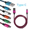 Type C USB Cable For note10 S20 Unbroken Metal Connector Fabric Nylon Braid Micro USB Cable Lead charger Cord V8 For Samsung S20 1M 2M 3M