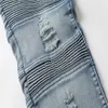 Toptan-erkek bisikletçinin kot tahrip kot kumaş elastik slim fit yıkanmış denim sıska pantolon joggers sıska erkekler pantolon ripped