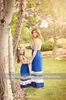 Mother Córka sukienki o długim krótkim rękawie Długie z krótkim rękawem Dopasowane ubrania bawełniane mama i córka sukienka rodzinna 6241634