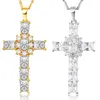 Nakelulu cruz colar de cristal feminino jóias presente inteiro prata cor ouro luxo rosa claro zircônia cúbica pingente chain191r