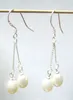 10Pairs/lot White Pearl Earrings Dangle Chandelier Silver Hook For DIY Gift Craft Jewelry C2 7x9mm