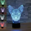 Chihuahua Dog 3D LED Lampe à capteur d'illusion d'optique avec câble USB Smart Touch 7 couleurs changeant l'atmosphère veilleuse pour Noël2624242